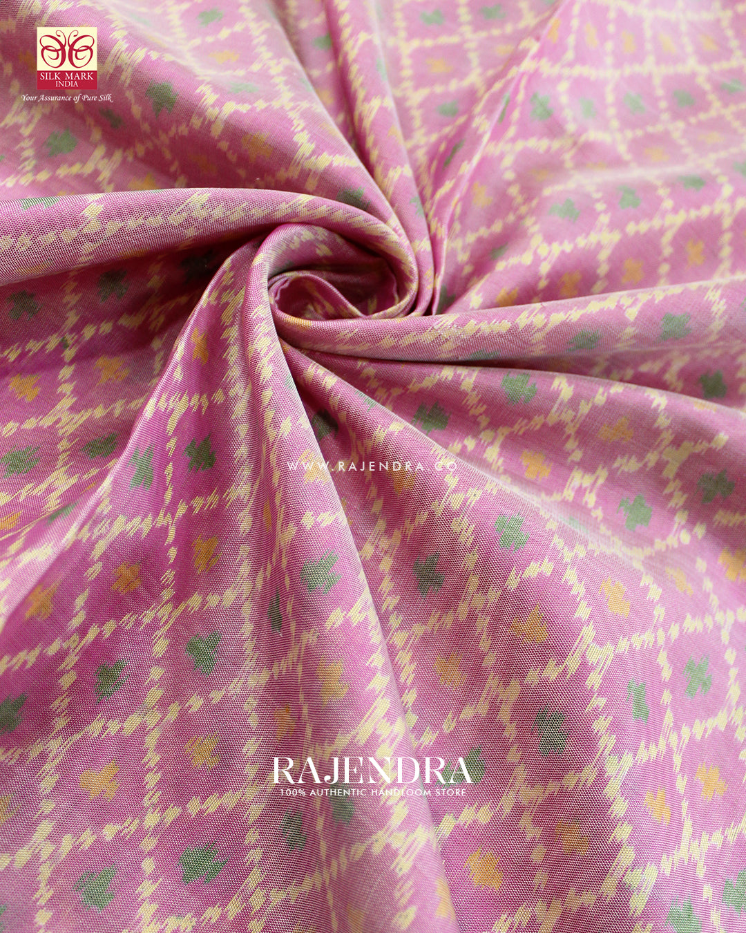 Traditional Sakali Desing Pink and Purple Single Ikat Rajkot Patola Saree