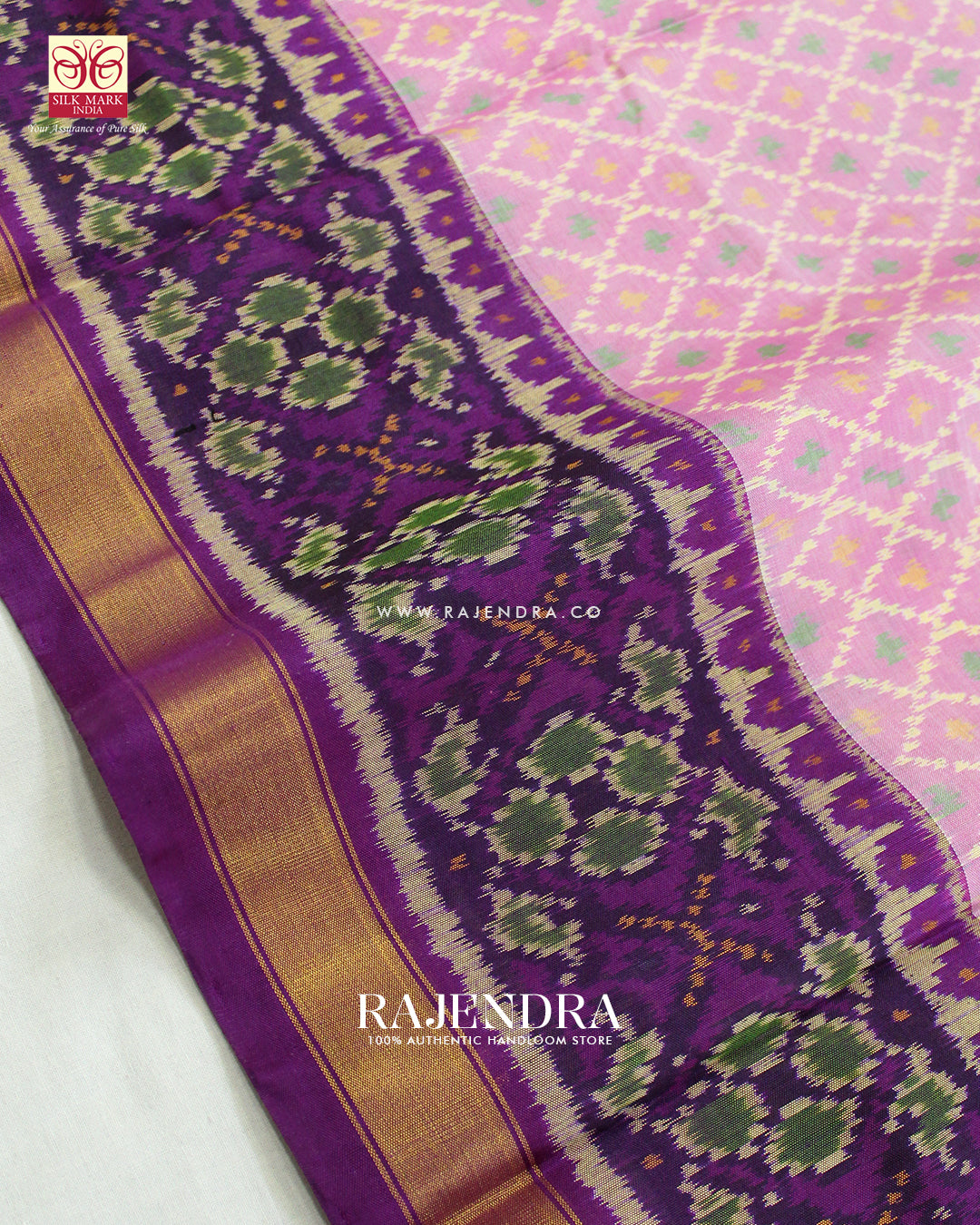 Traditional Sakali Desing Pink and Purple Single Ikat Rajkot Patola Saree