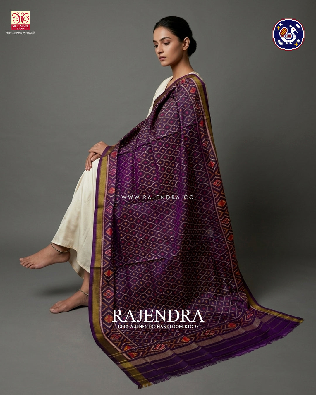 Traditional Sakali Design Purple Rajkot Patola Dupatta