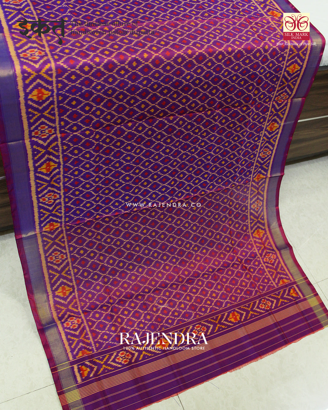 Traditional Sakali Design Purple Single Ikat Rajkot Patola Dupatta