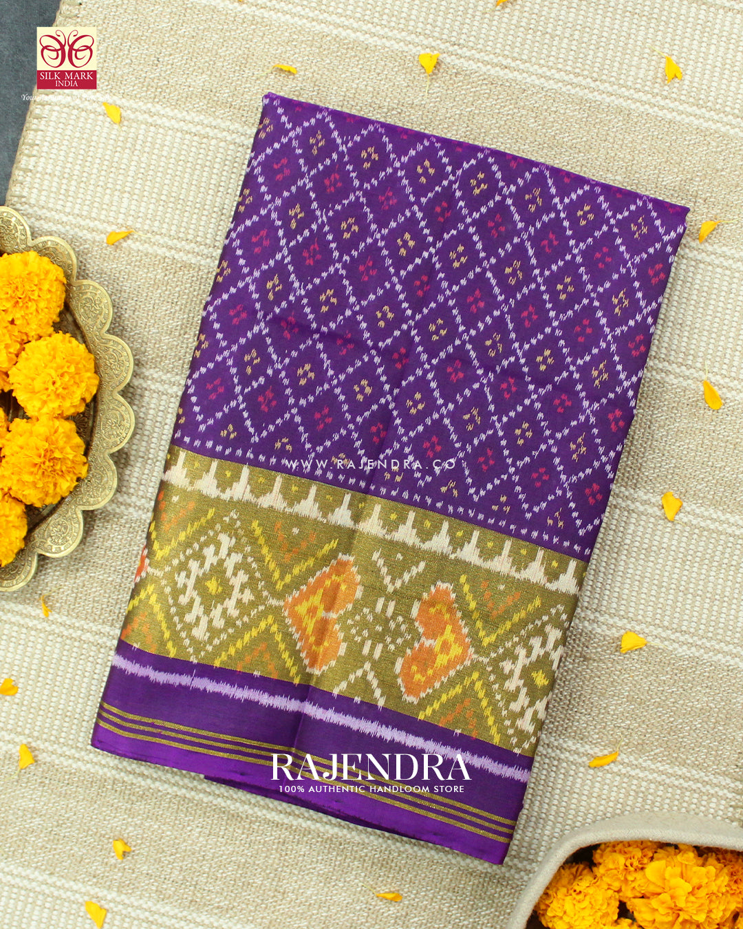 Traditional Sakali Design Purple Single Ikat Rajkot Patola Saree