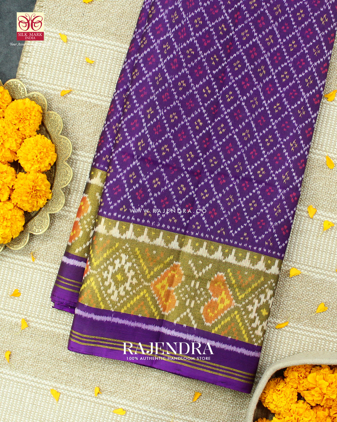 Traditional Sakali Design Purple Single Ikat Rajkot Patola Saree