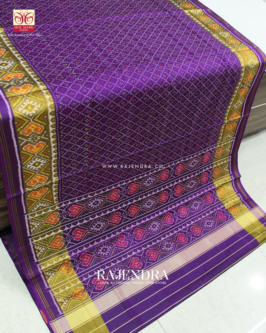 Traditional Sakali Design Purple Single Ikat Rajkot Patola Saree