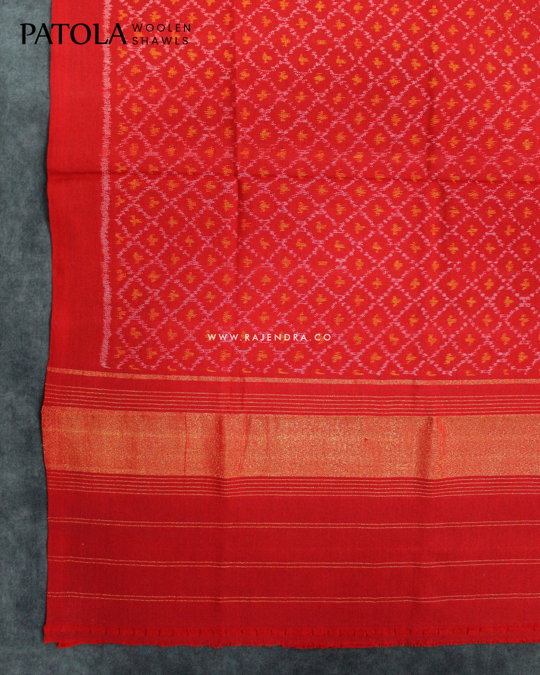 Handwoven Sakali Design Red Woolen Patola Shawls
