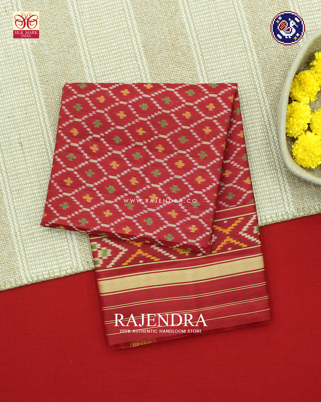 Traditional Sakali Design Red Rajkot Patola Dupatta