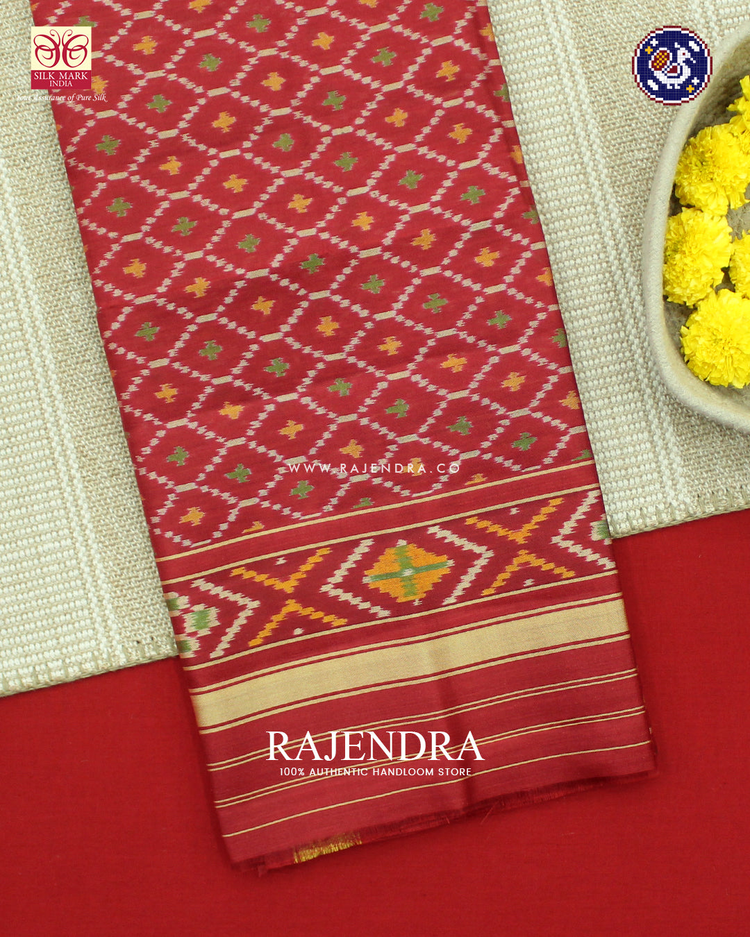 Traditional Sakali Design Red Rajkot Patola Dupatta