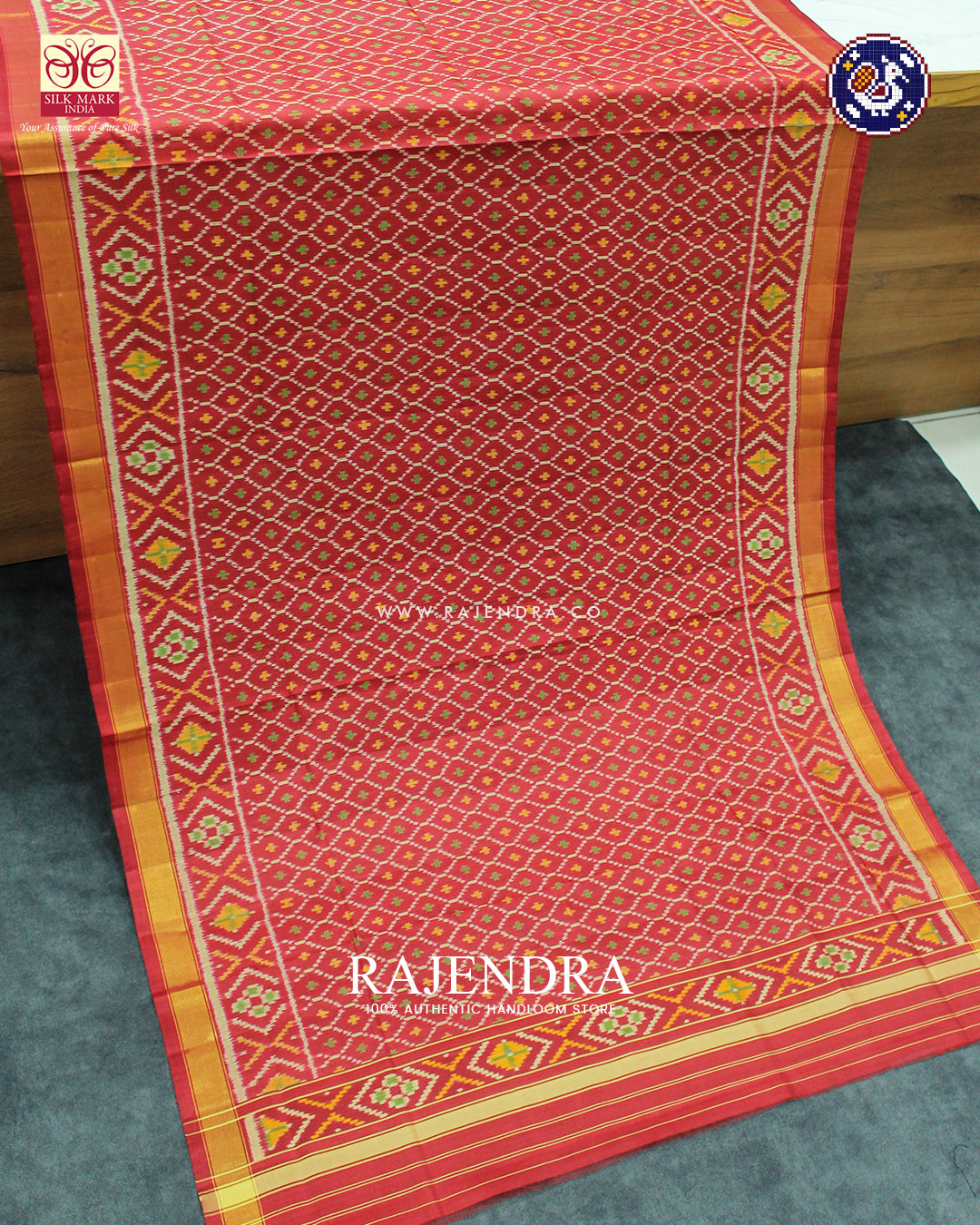 Traditional Sakali Design Red Rajkot Patola Dupatta