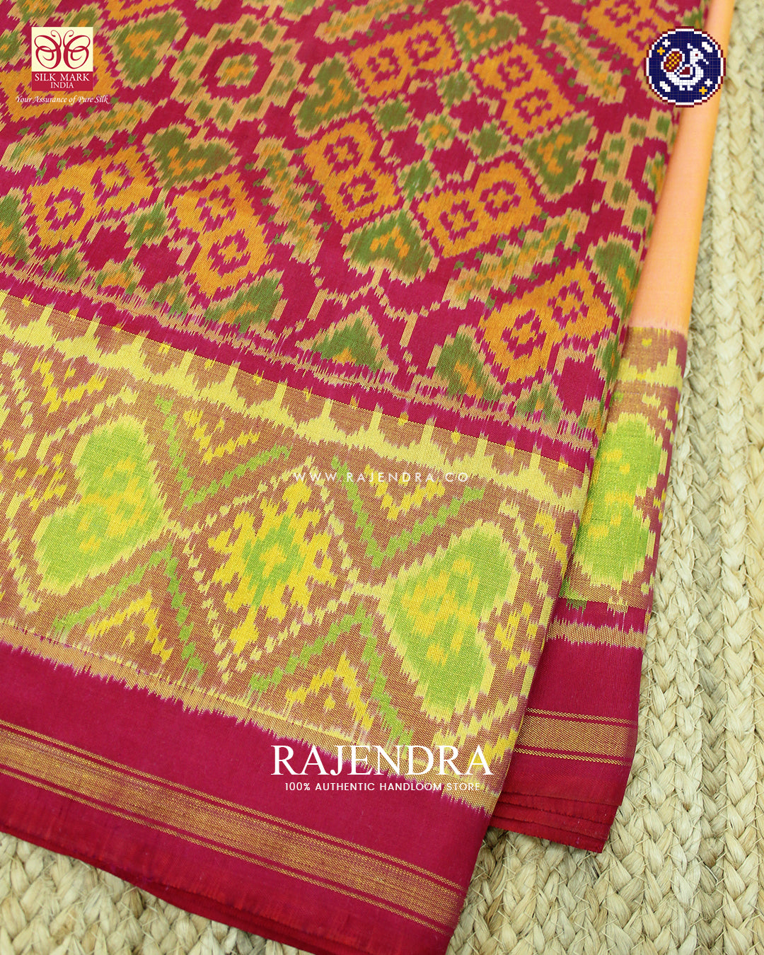 Traditional Manekchowk Bhat Skirt Border Single Ikat Rajkot Patola Saree