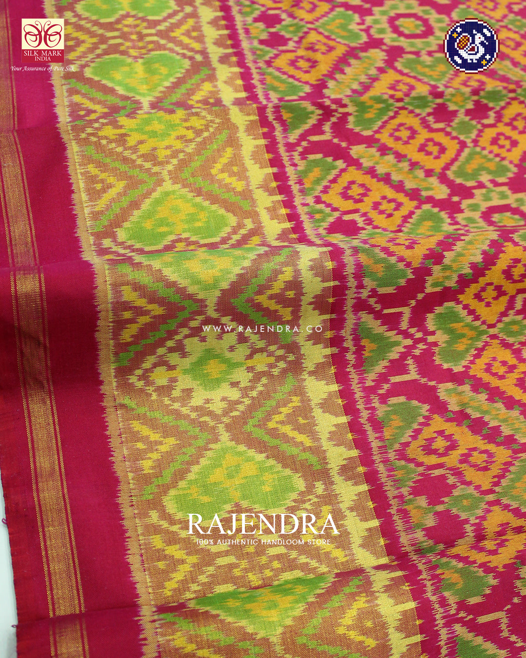 Traditional Manekchowk Bhat Skirt Border Single Ikat Rajkot Patola Saree