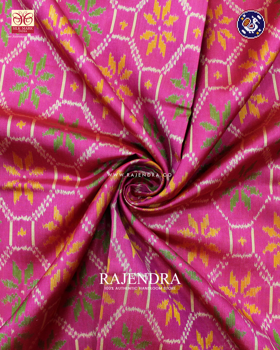 Exclusive Flower Design Pink and Blue Rajkot Patola Saree