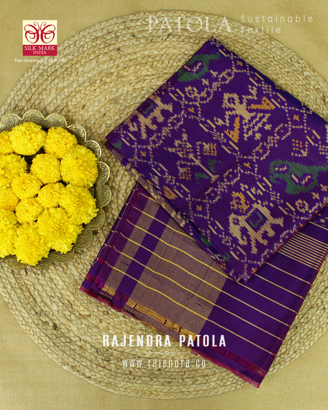 Traditional Hathi Popat Bhat Single Ikat Rajkot Patola Dupatta