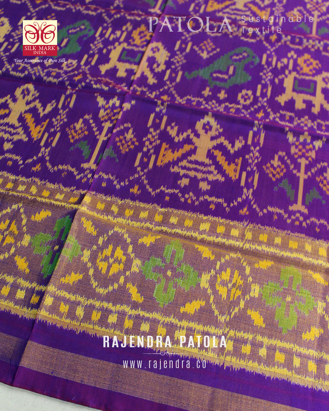 Traditional Hathi Popat Bhat Single Ikat Rajkot Patola Dupatta