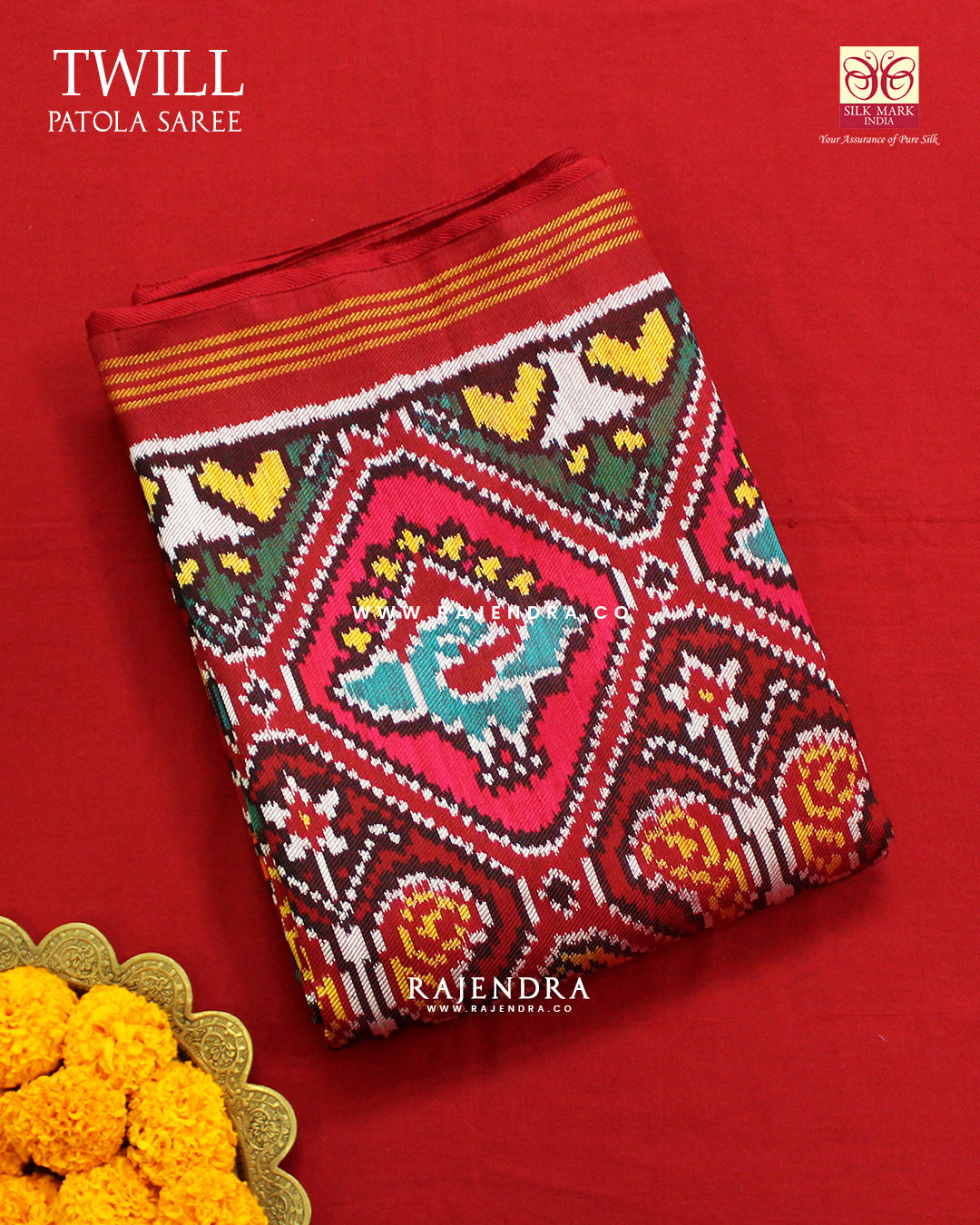 Exclusive 9 Figure Twill Ikat Rajkot Patola Saree