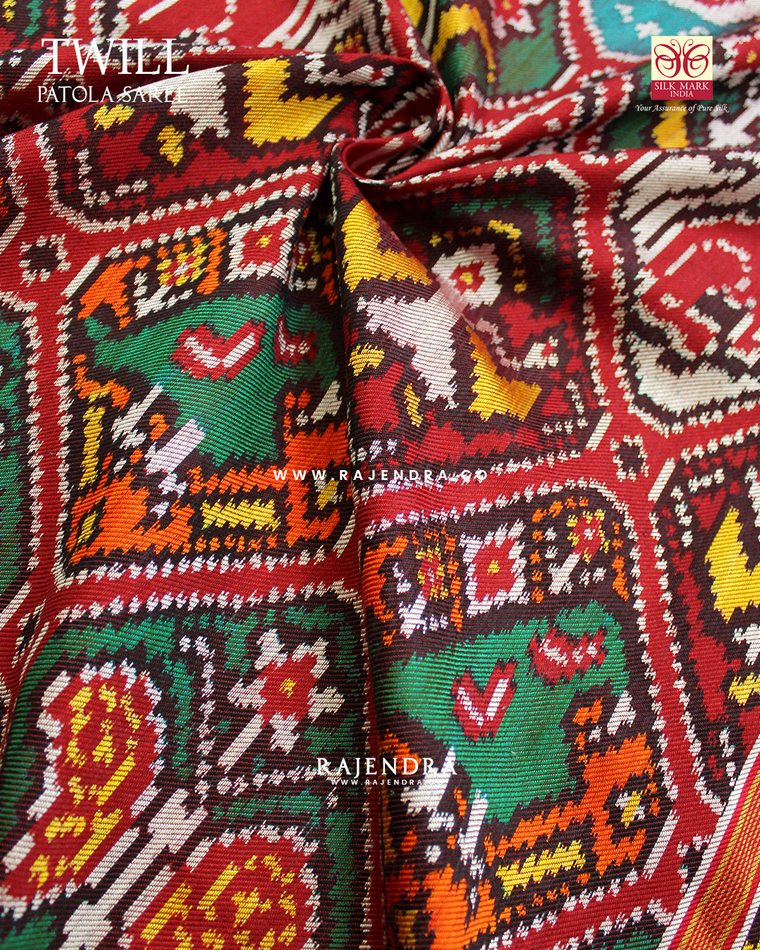 Exclusive 9 Figure Twill Ikat Rajkot Patola Saree