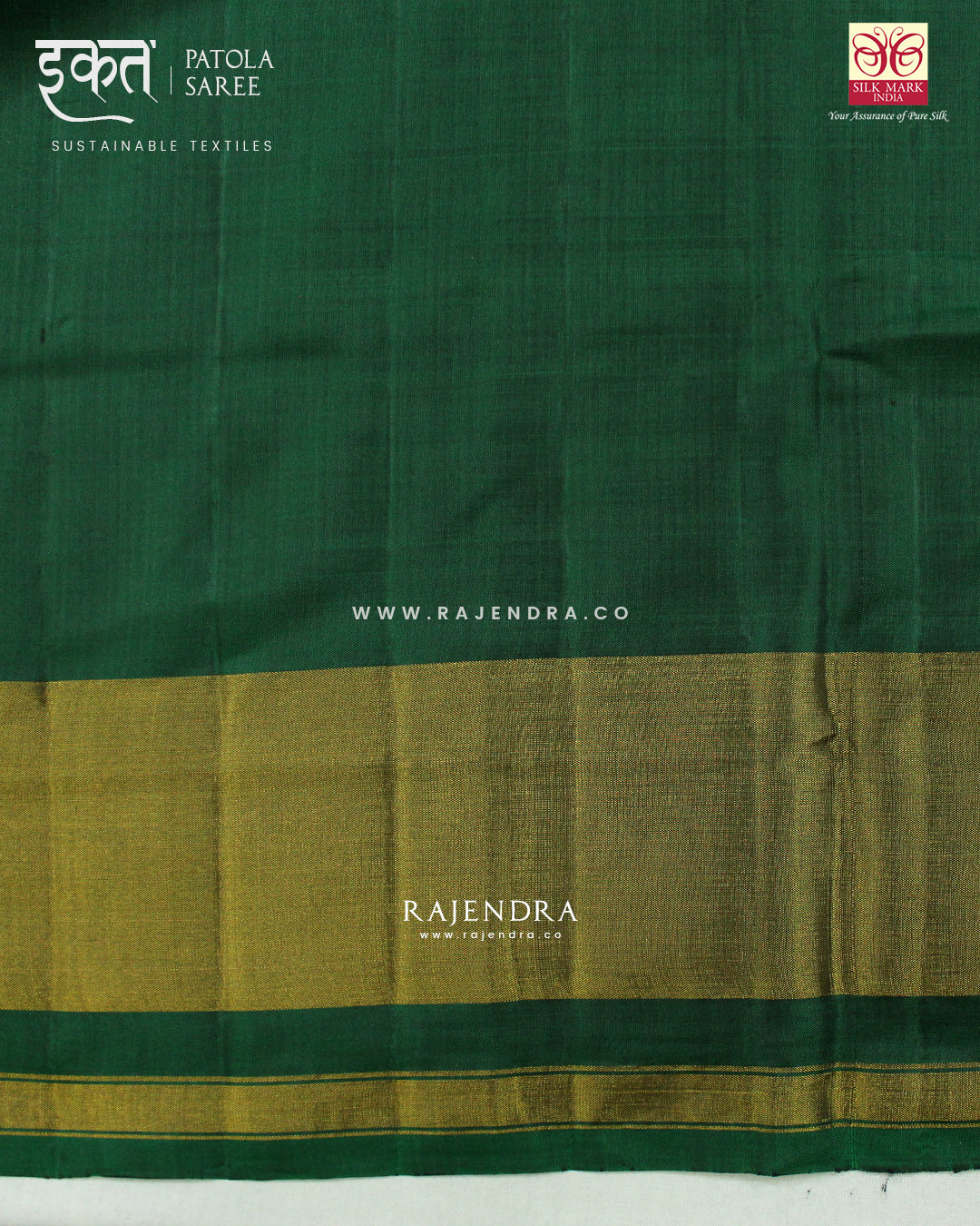 Exclusive Zari Butta Fancy Design Green Single Ikat Rajkot Patola Saree