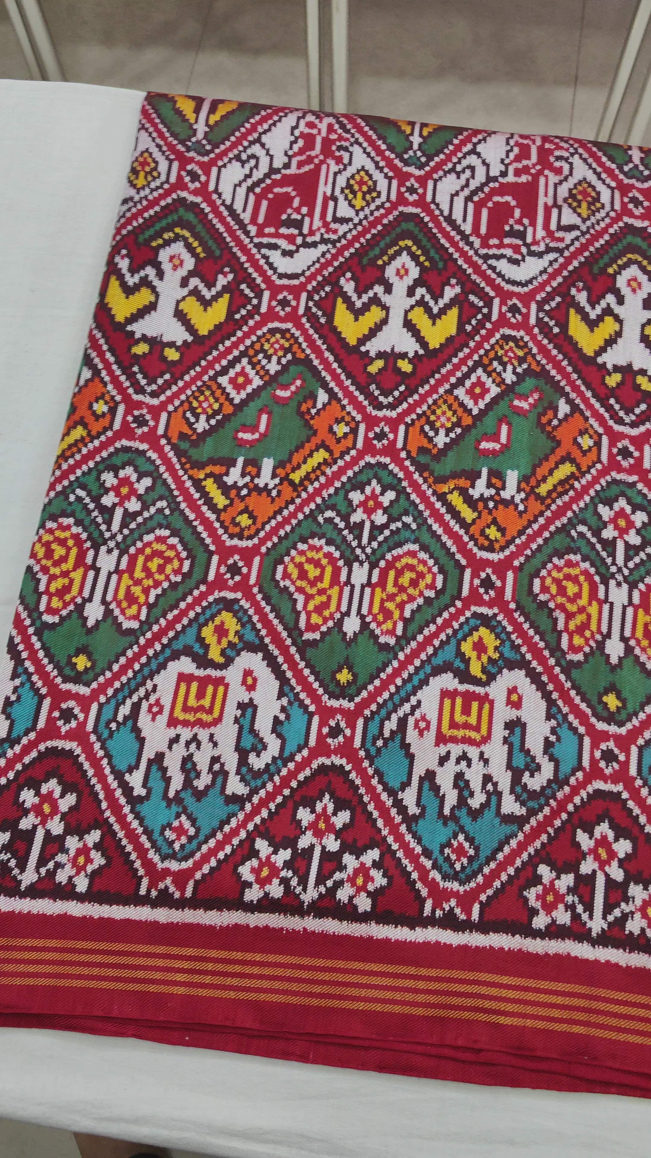 Exclusive 9 Figure Twill Ikat Rajkot Patola Saree