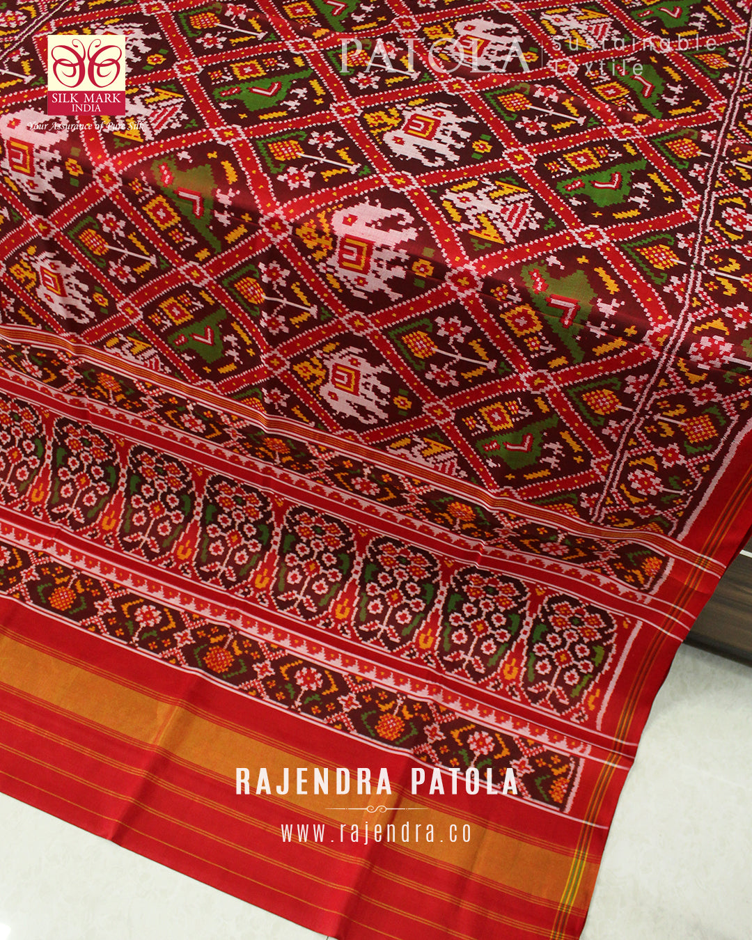 Traditional Adtala Bhat Semi Double Weave Rajkot Patola Saree