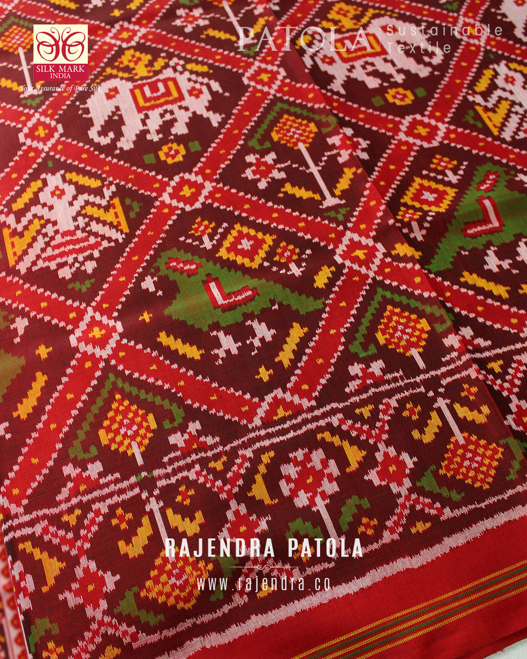 Traditional Adtala Bhat Semi Double Weave Rajkot Patola Saree