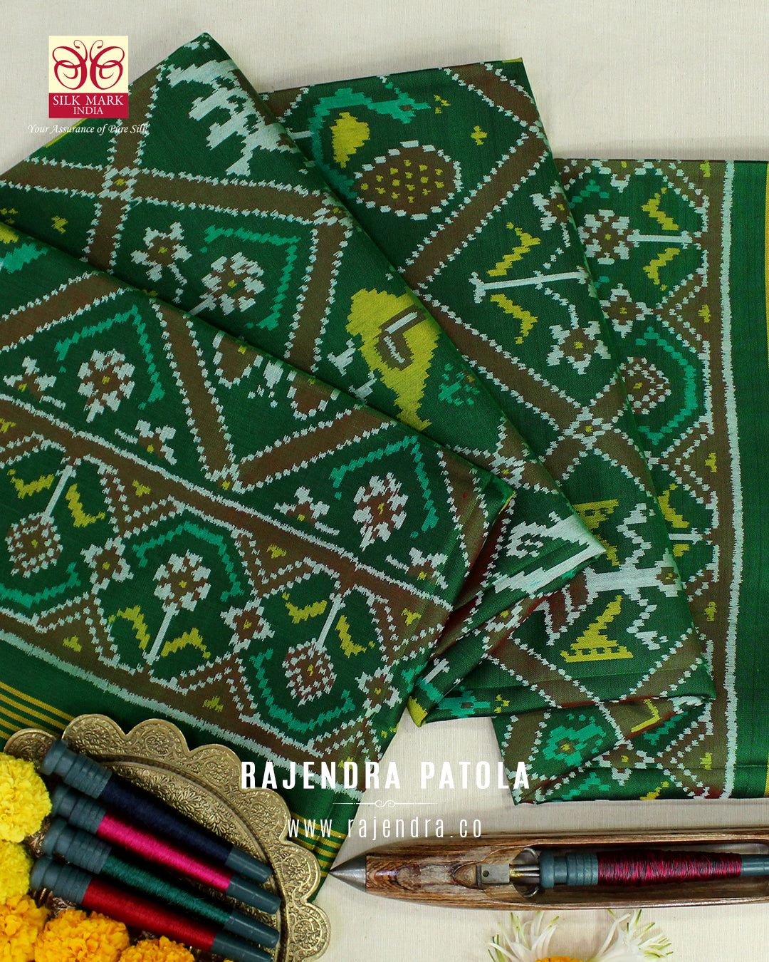 Traditional Hathi Popat Adtala Design Semi Double Weave Rajkot Patola
