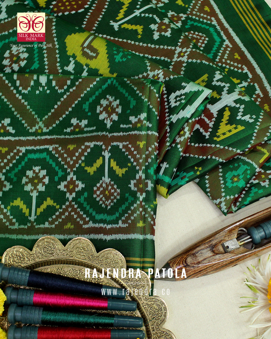 Traditional Hathi Popat Adtala Design Semi Double Weave Rajkot Patola