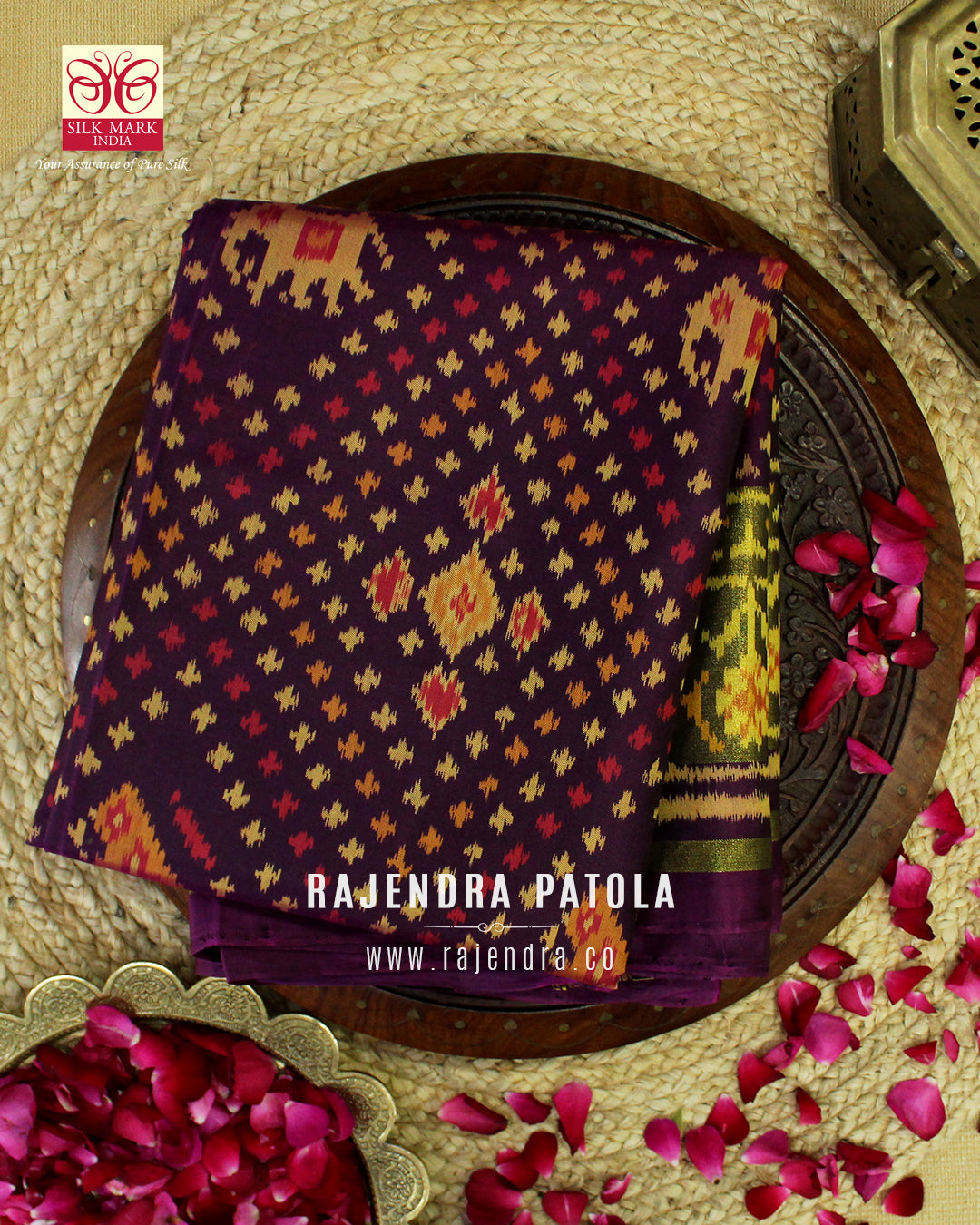 Traditional Hathi Popat Bandhani Bhat Rajkot Patola Saree