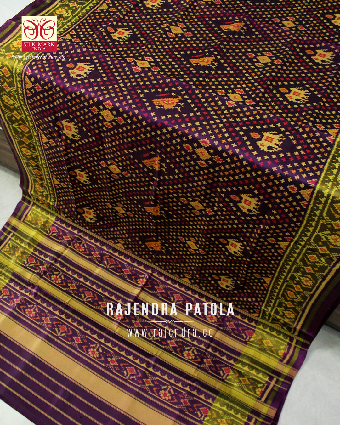 Traditional Hathi Popat Bandhani Bhat Rajkot Patola Saree