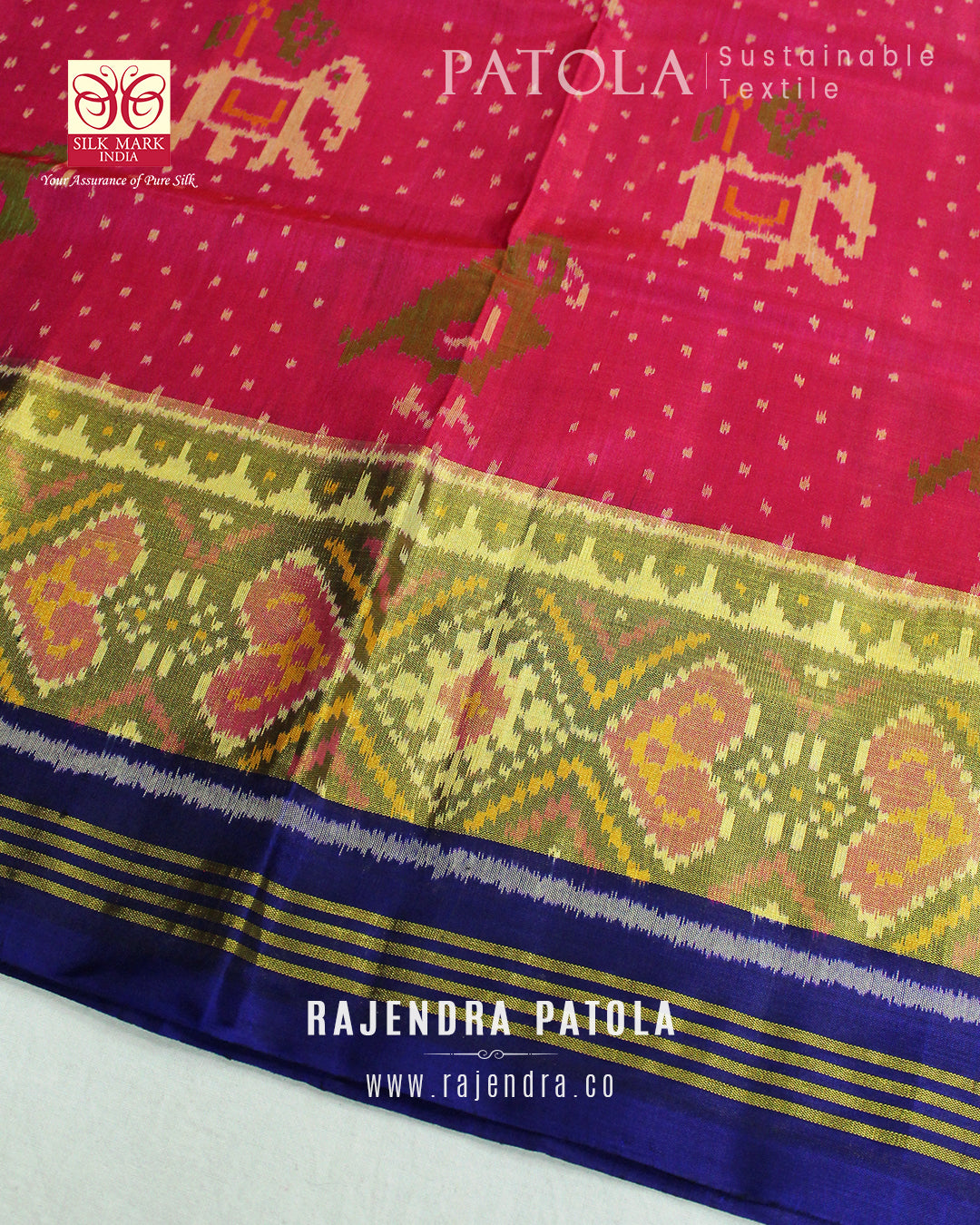 Traditional Hathi Popat Dana Bhat Single Ikat Rajkot Patola Saree