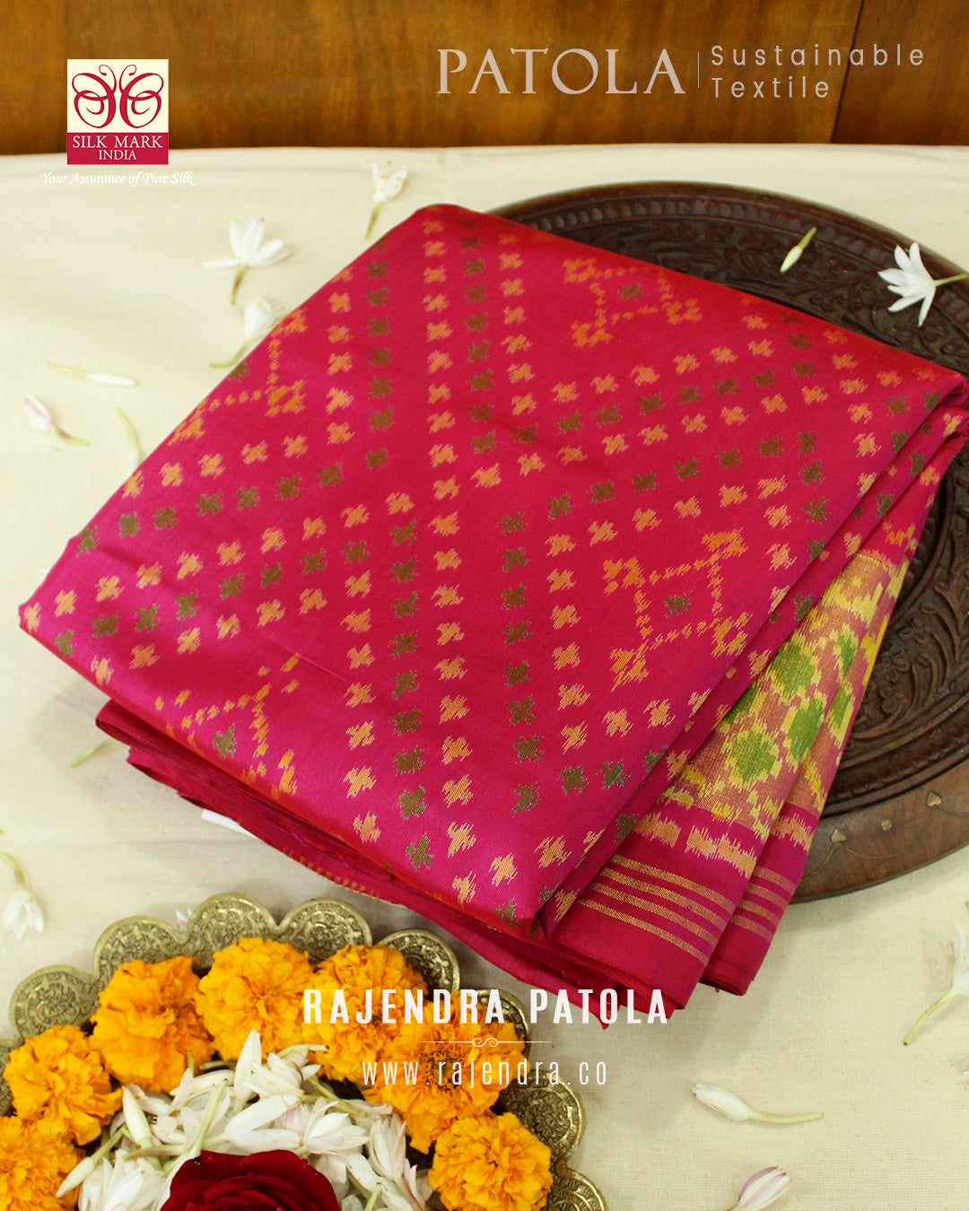Traditional Bandhani Bhat Single Ikat Rajkot Patola Saree