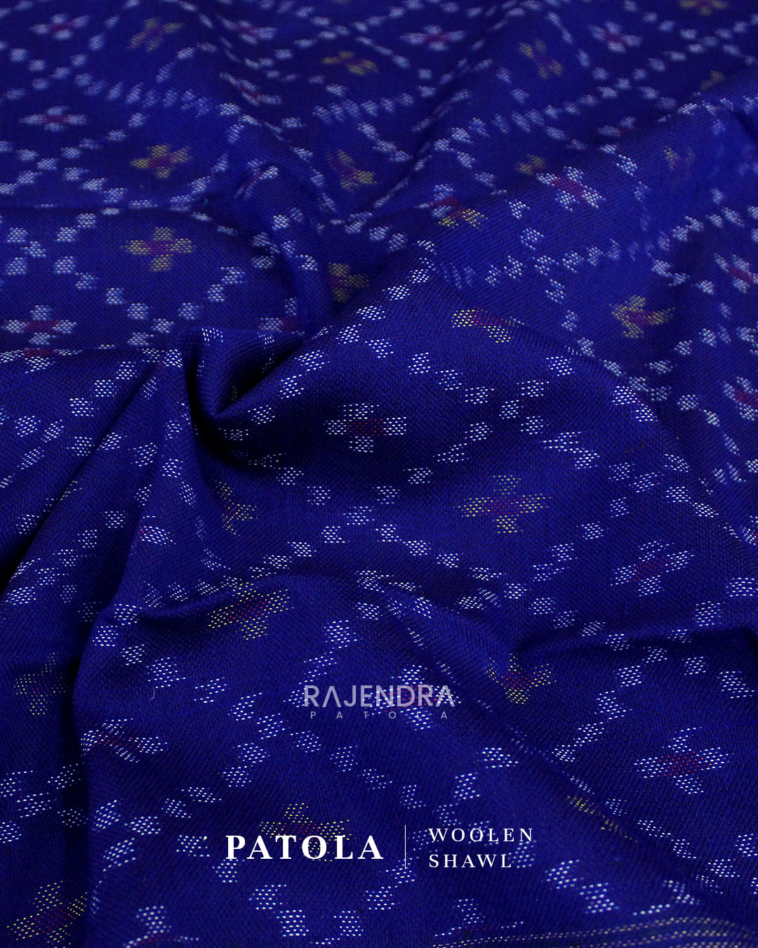 Handwoven Bandhani Bhat Blue Woolen Patola Shawls