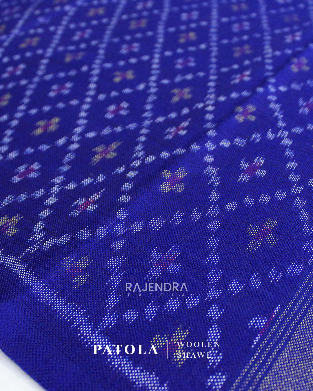 Handwoven Bandhani Bhat Blue Woolen Patola Shawls