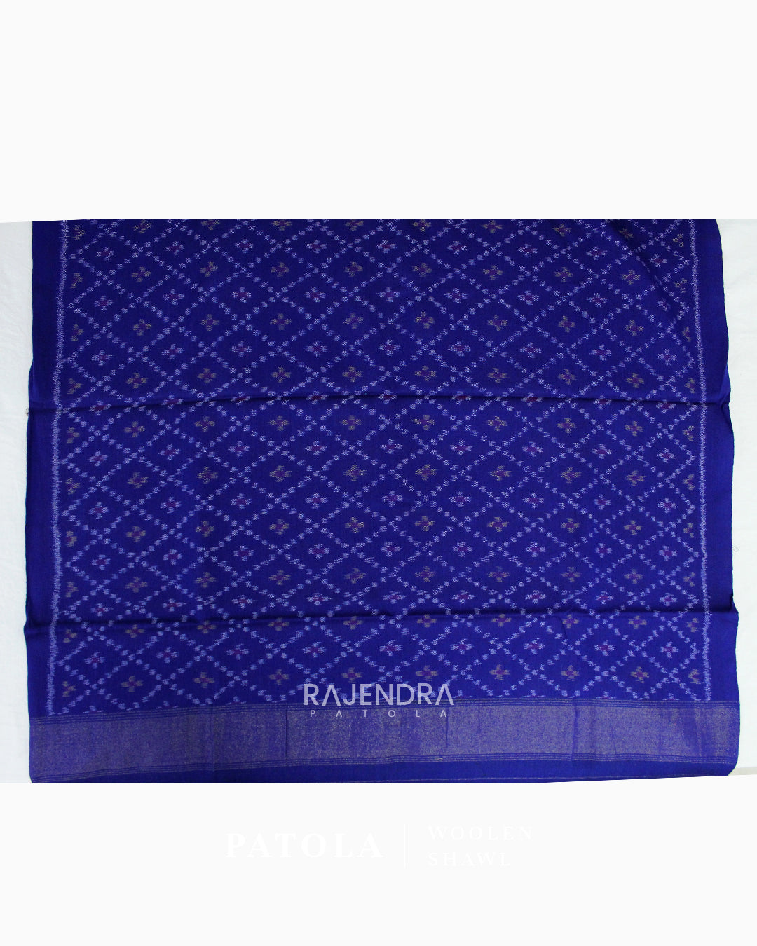 Handwoven Bandhani Bhat Blue Woolen Patola Shawls
