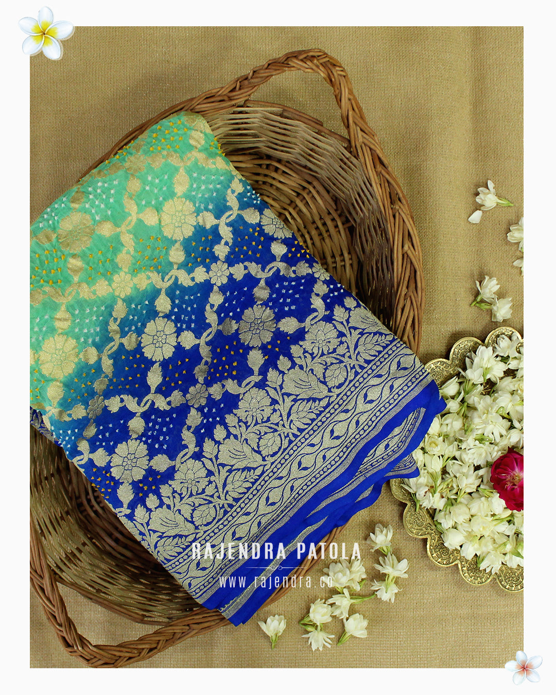 Pure Georgette Handloom Banarasi Bandhani Saree