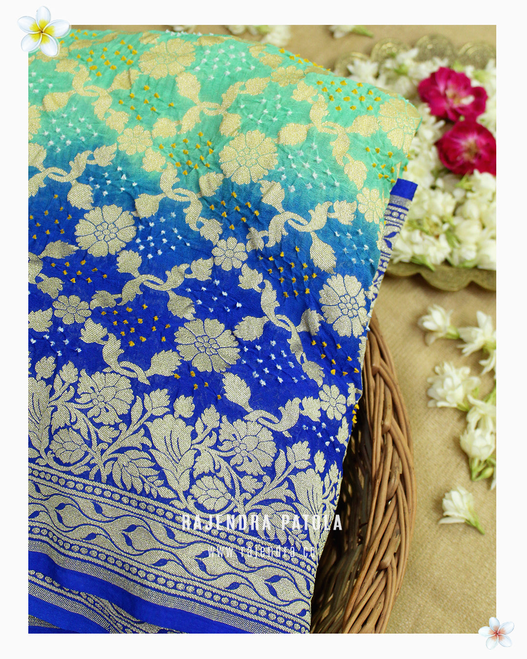 Pure Georgette Handloom Banarasi Bandhani Saree