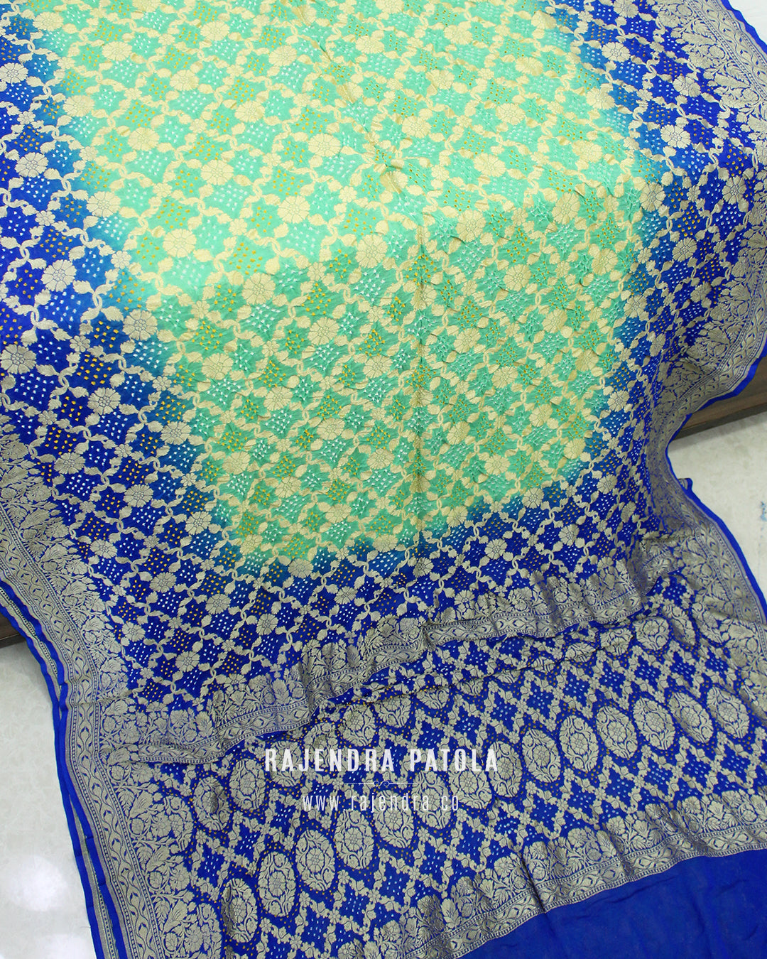 Pure Georgette Handloom Banarasi Bandhani Saree