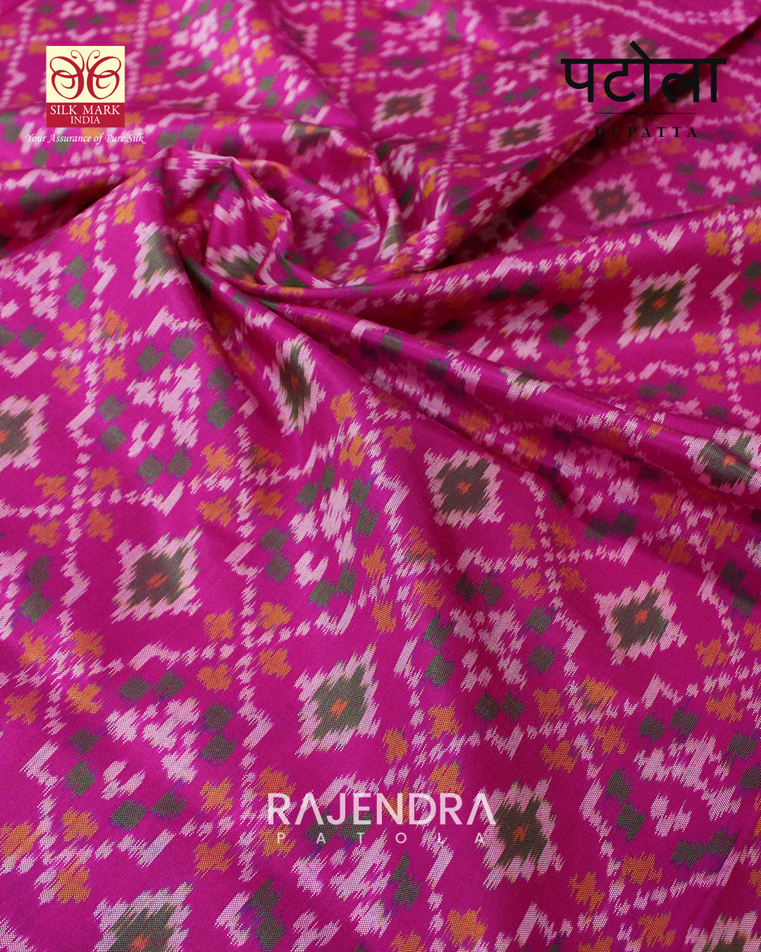 Exclusive Buttonful Pink Single Ikat Rajkot Patola Dupatta