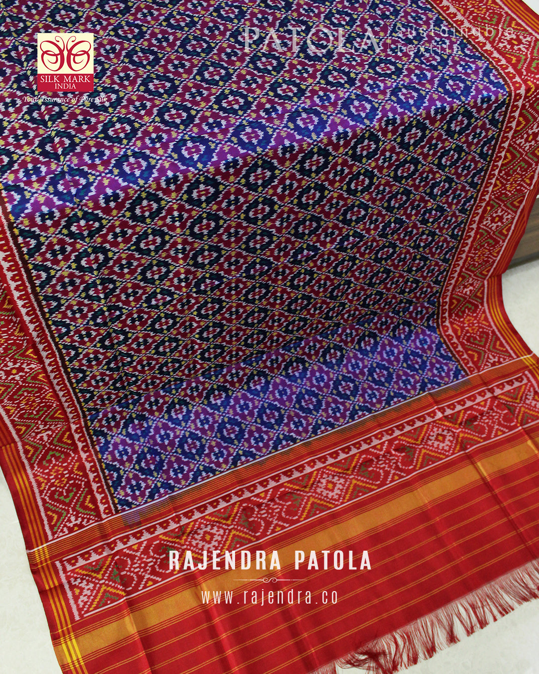 Traditional Buttonful Bhat Semi Double Weave Rajkot Patola Dupatta