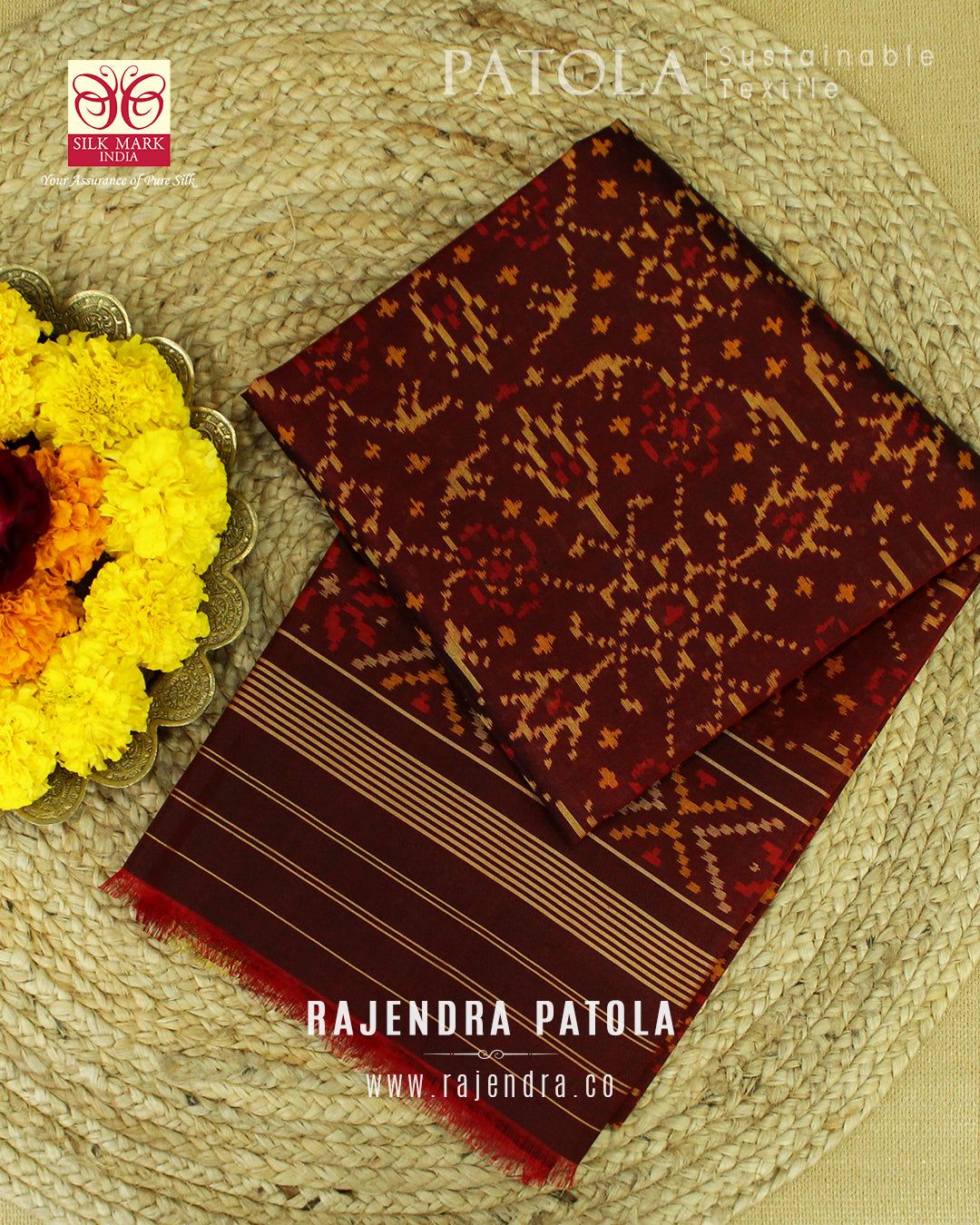 Traditional Chabadi Bhat Single Ikat Rajkot Patola Dupatta