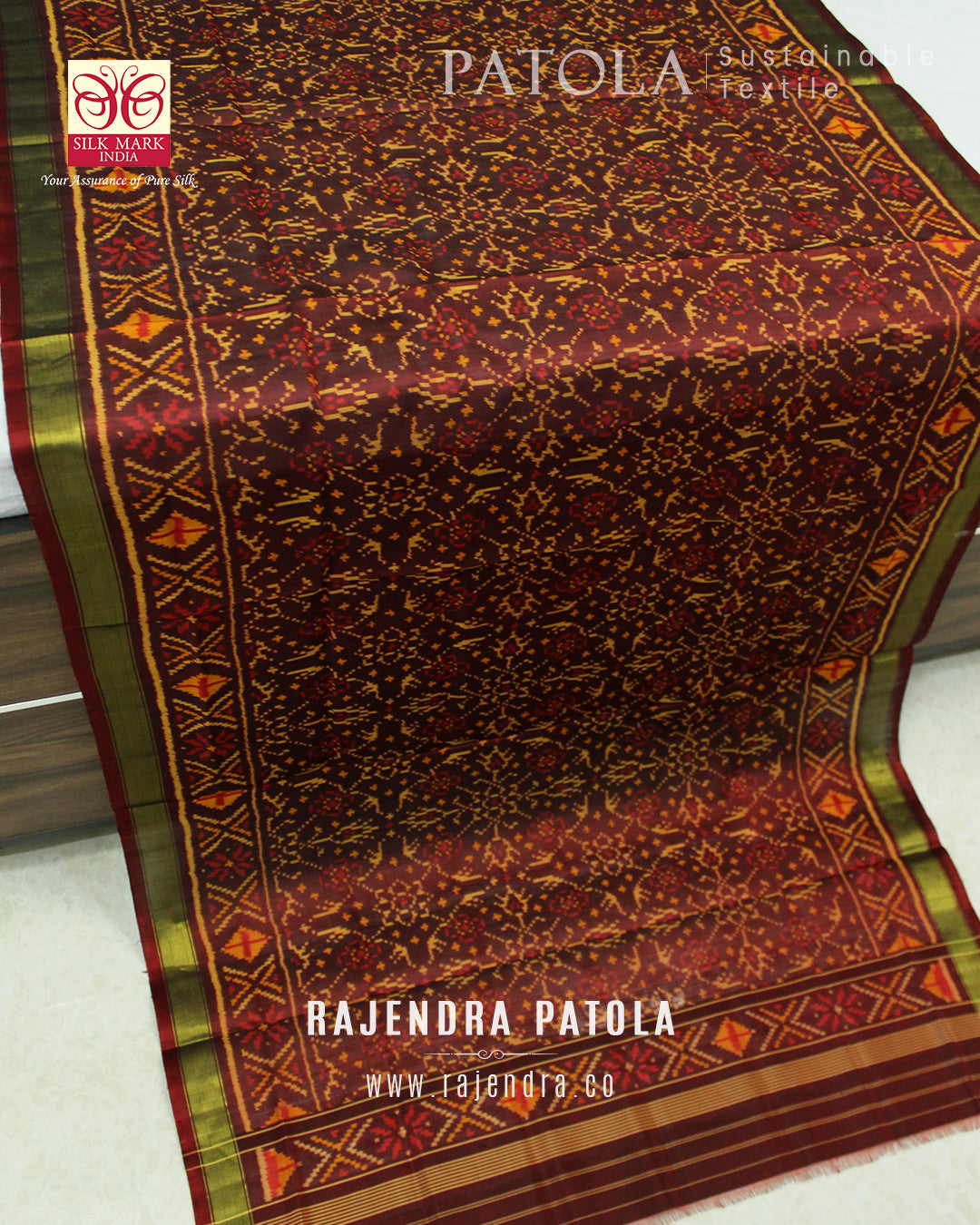 Traditional Chabadi Bhat Single Ikat Rajkot Patola Dupatta