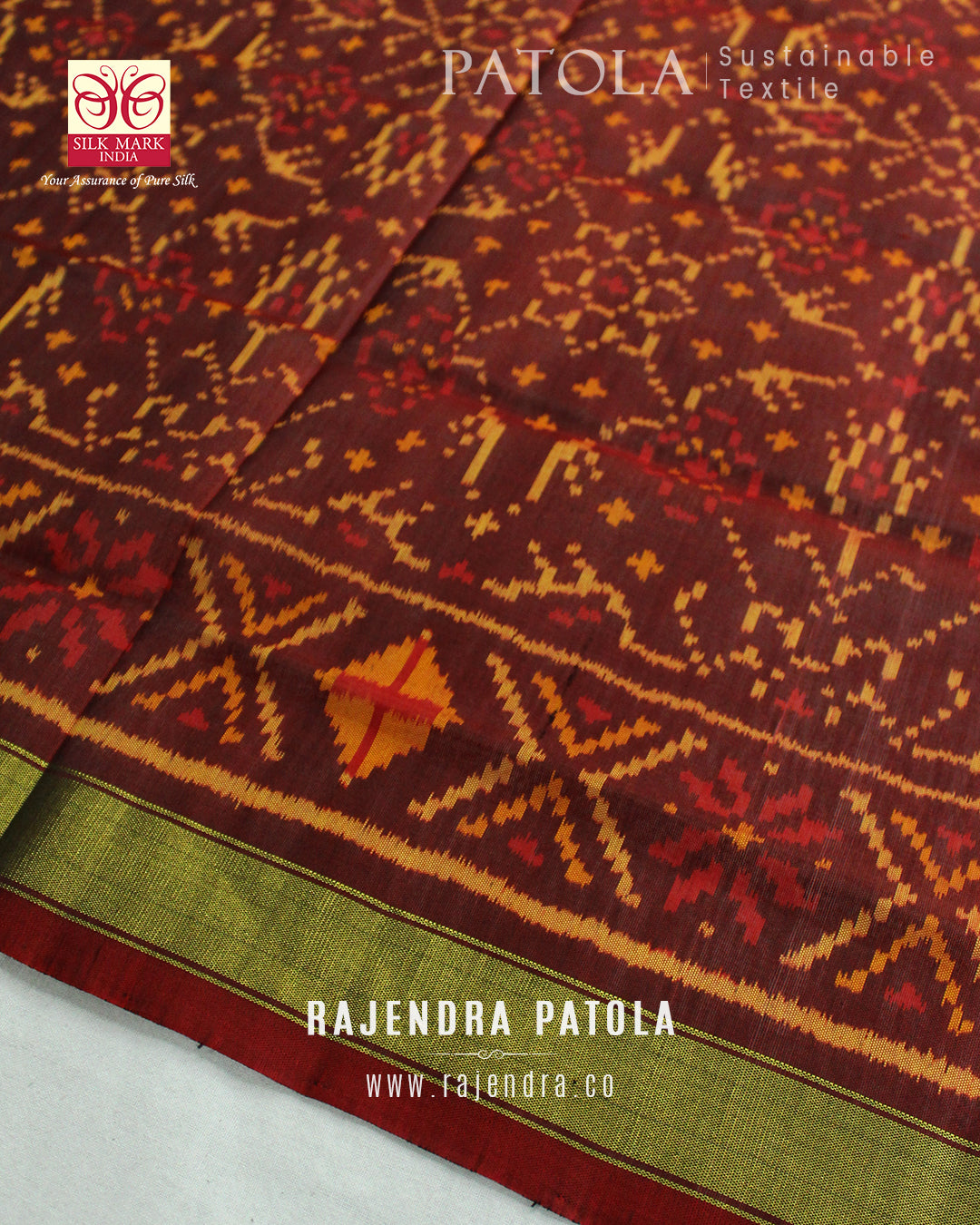 Traditional Chabadi Bhat Single Ikat Rajkot Patola Dupatta