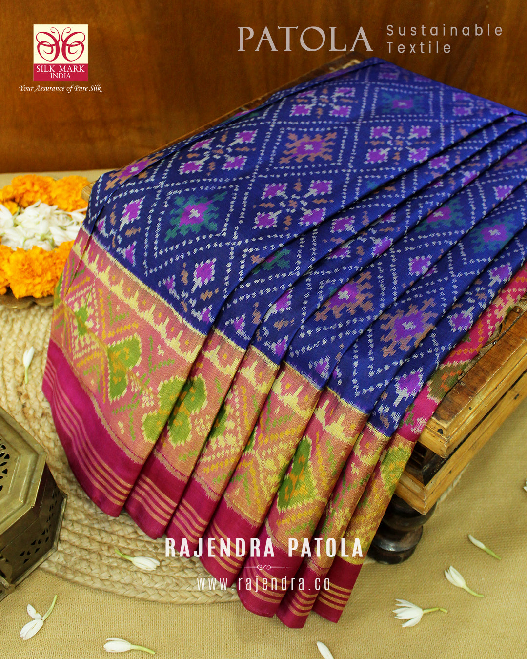 Traditional Panchanda Bhat Single Ikat Rajkot Patola Saree
