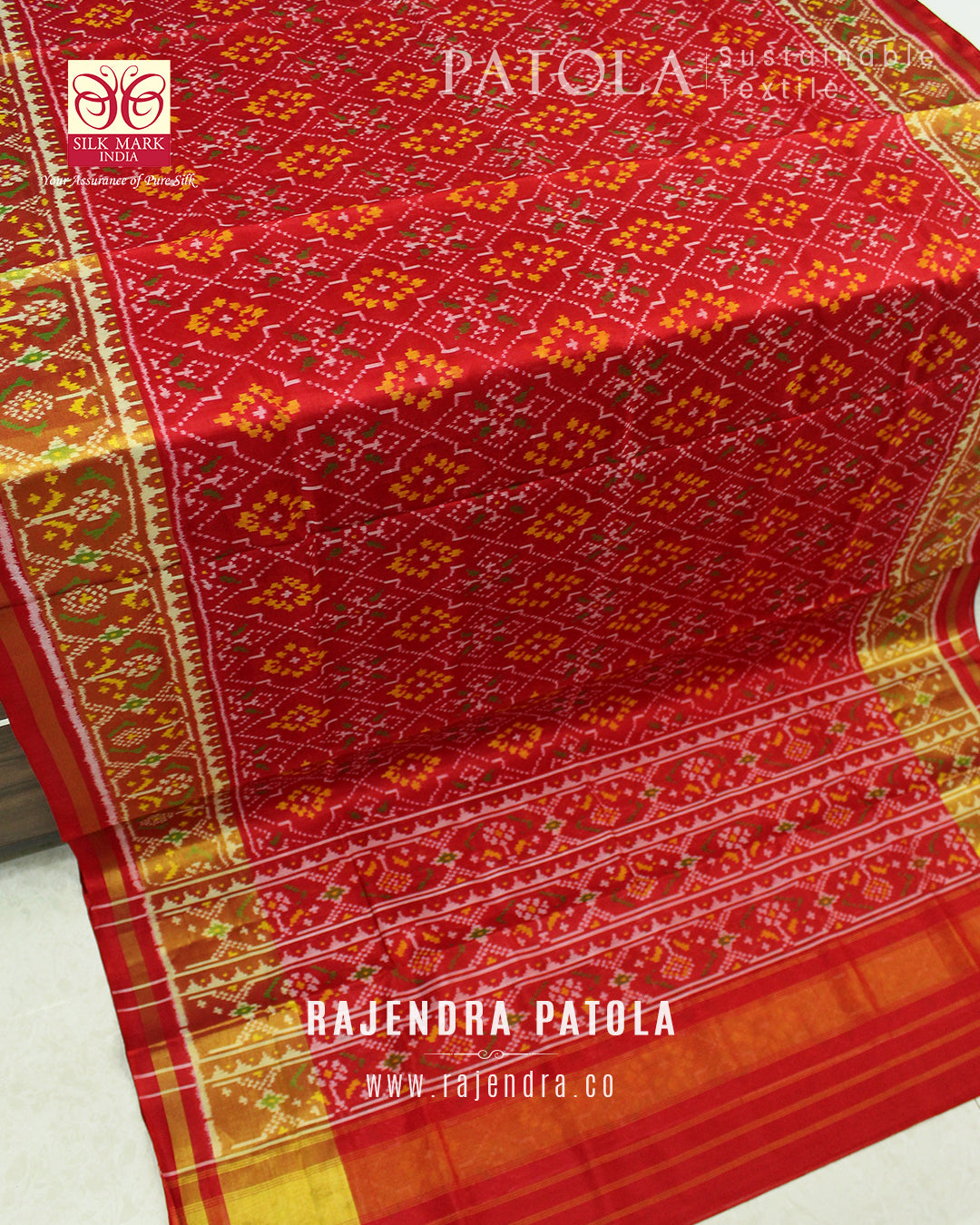 Traditional Chanda Bhat Single Ikat Rajkot Patola Saree