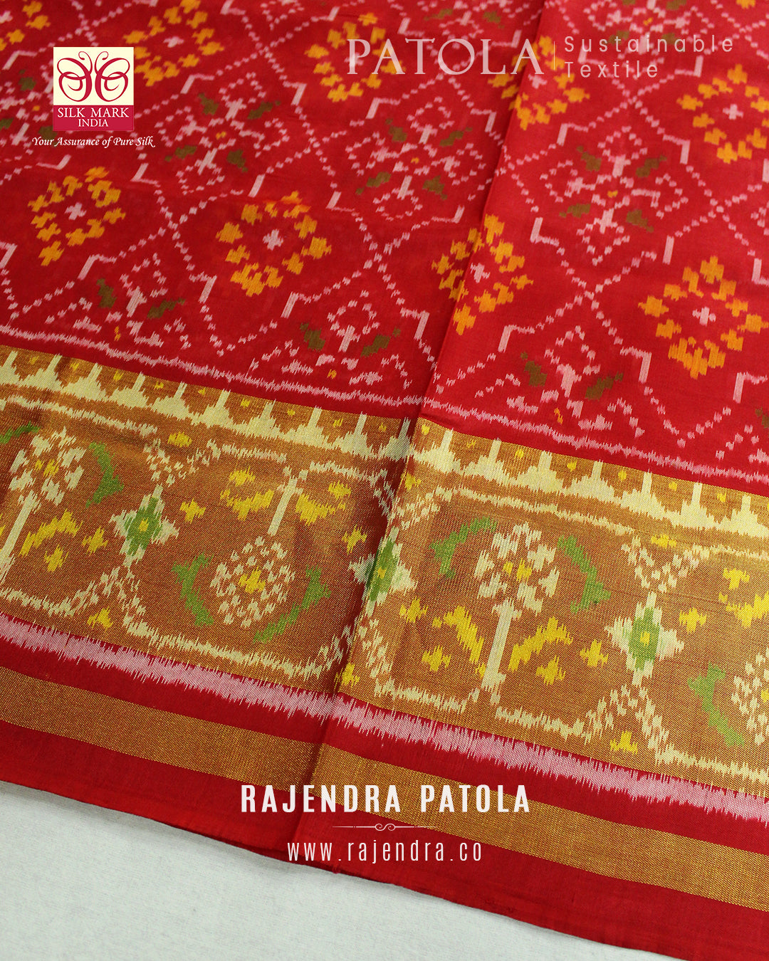 Traditional Chanda Bhat Single Ikat Rajkot Patola Saree
