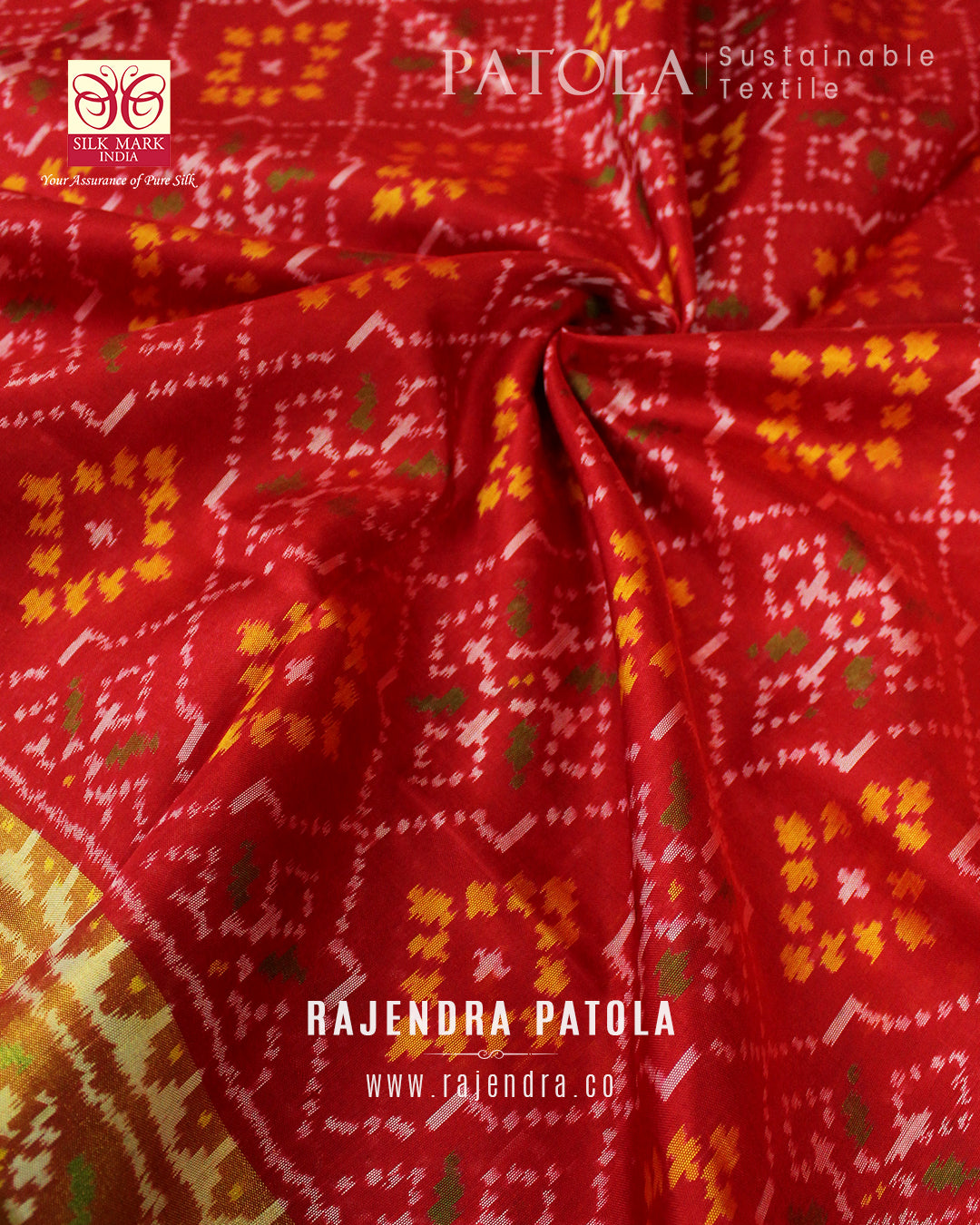 Traditional Chanda Bhat Single Ikat Rajkot Patola Saree