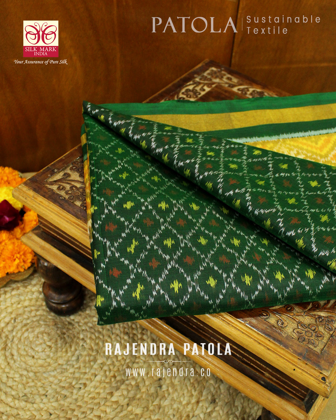 Traditional Sankli Bhat Single Ikat Rajkot Patola Saree