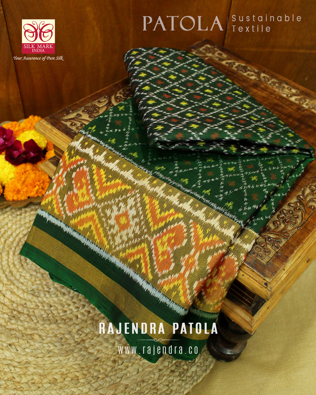 Traditional Sankli Bhat Single Ikat Rajkot Patola Saree