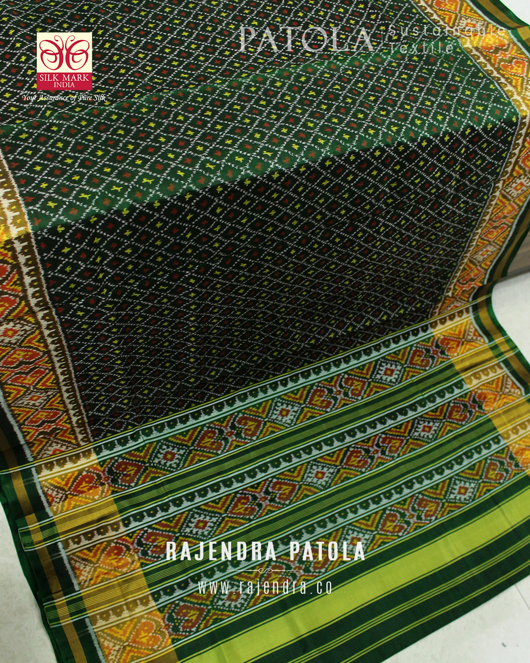 Traditional Sankli Bhat Single Ikat Rajkot Patola Saree