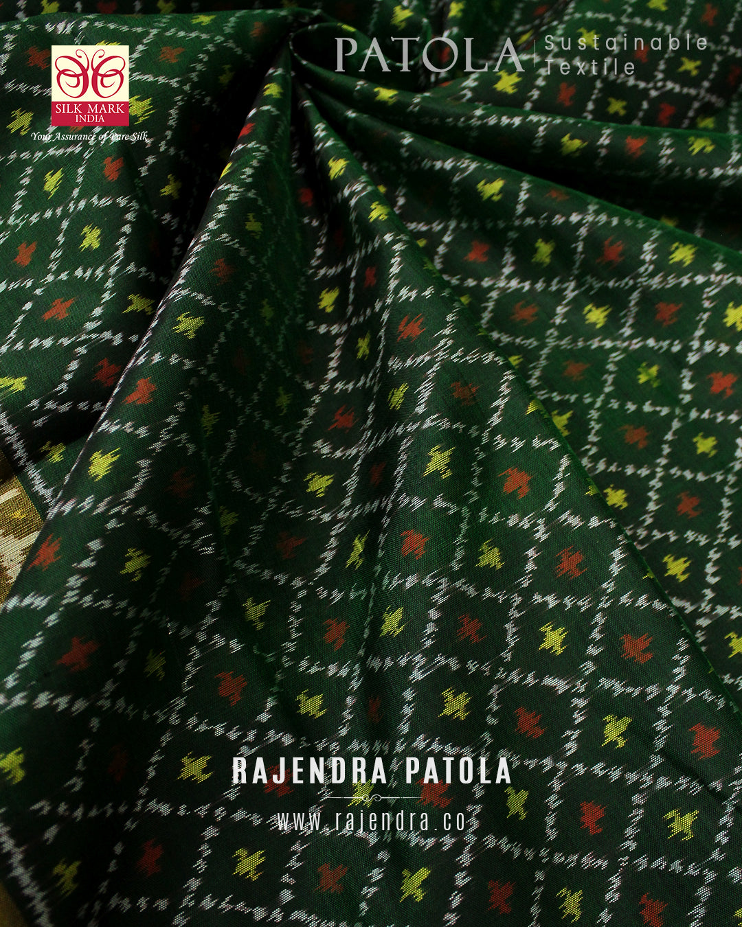 Traditional Sankli Bhat Single Ikat Rajkot Patola Saree