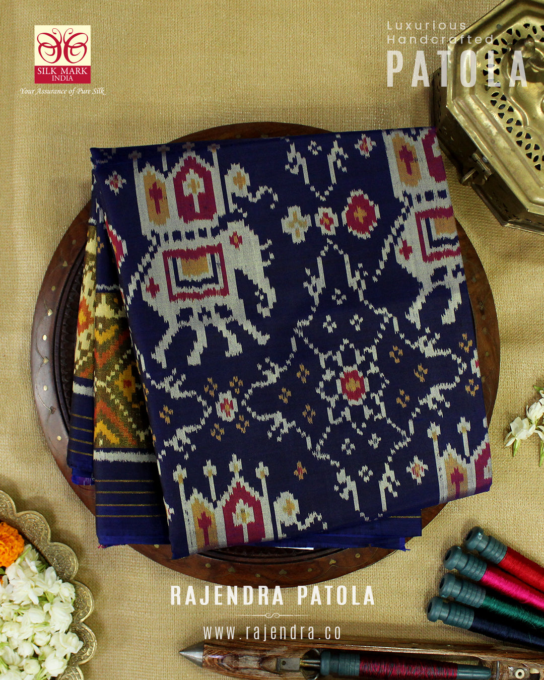 Traditional Elephant Motif Single Ikat Rajkot Patola Saree
