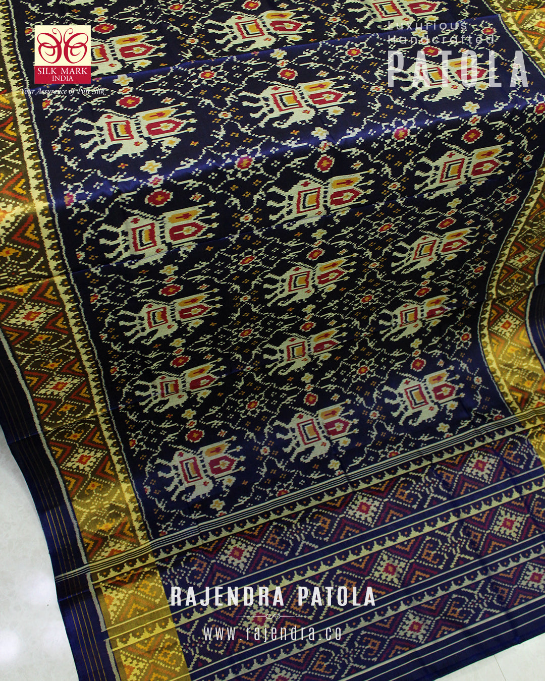 Traditional Elephant Motif Single Ikat Rajkot Patola Saree