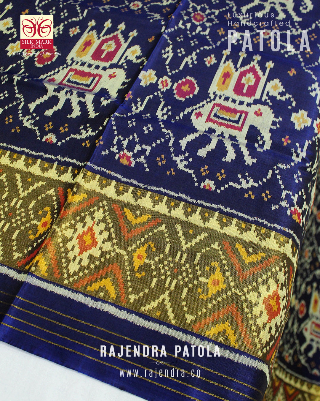 Traditional Elephant Motif Single Ikat Rajkot Patola Saree